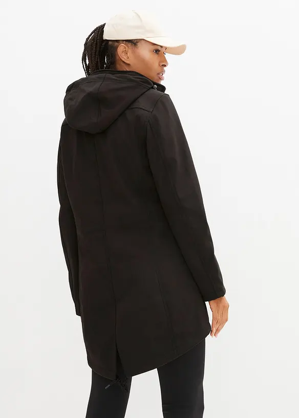 wasserabweisender Softshell-Parka in schwarz von hinten (im Anschnitt) - bonprix