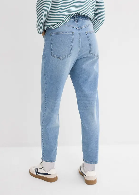 Mom-Jeans High Waist, cropped in blau von hinten - bonprix Mom-Jeans High Waist, cropped in blau von hinten - bonprix