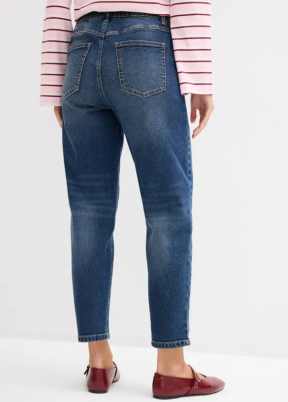 Mom-Jeans High Waist, cropped in blau von hinten - bonprix