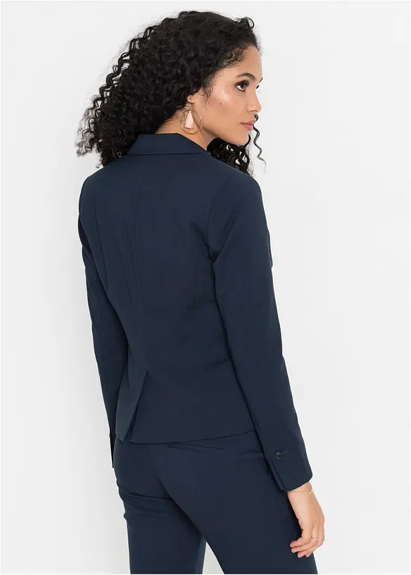 Blazer mit Paspeltaschen Petite in blau von hinten (im Anschnitt) - bonprix