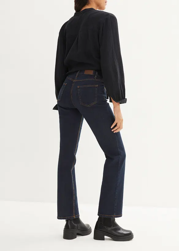 Straight Jeans Mid Waist, Stretch in blau von hinten - bonprix