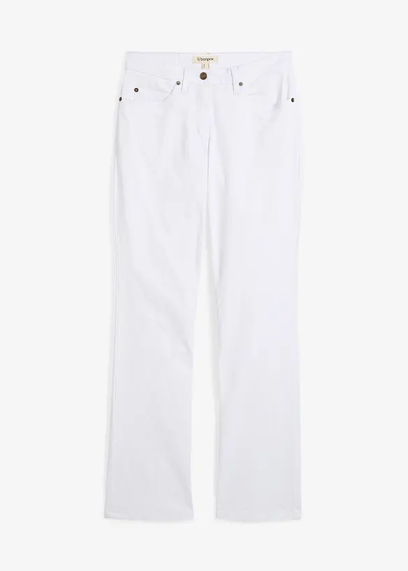 Straight Jeans Mid Waist, Stretch in weiß von vorne - bonprix
