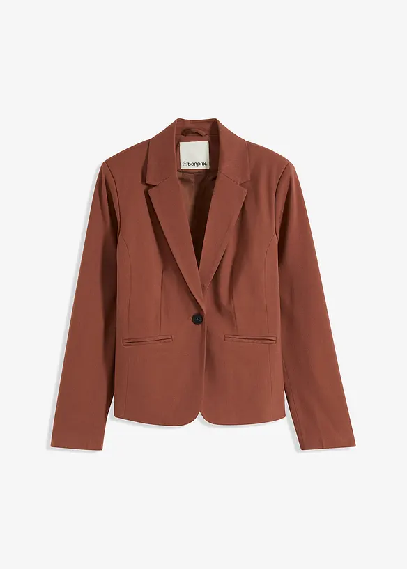Blazer mit Paspeltaschen in braun von vorne - bonprix
