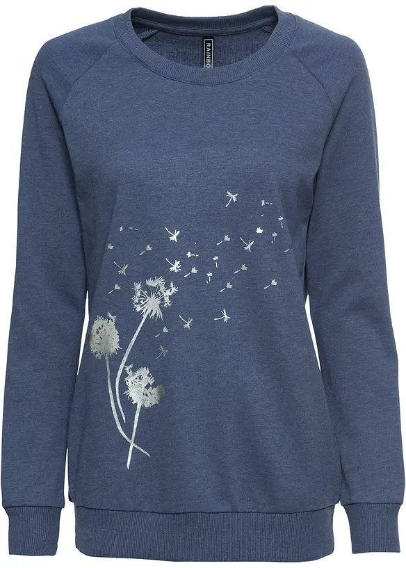 Sweatshirt aus Baumwoll-Mix in blau von vorne - bonprix