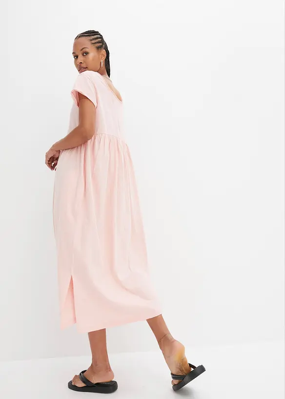 Midikleid aus reiner Bio-Baumwolle in rosa von hinten (Totalaufnahme) - bonprix