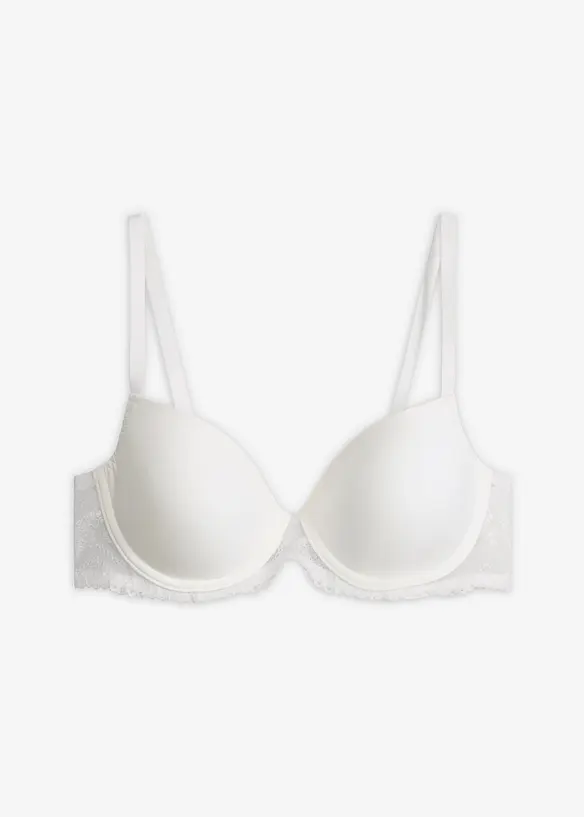 Schalen-BH mit zarter Spitze in weiß von vorne - bonprix