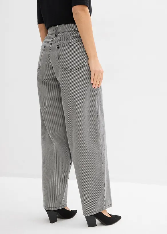 Ballon Fit-Hose mit Streifen in schwarz von hinten - bonprix
