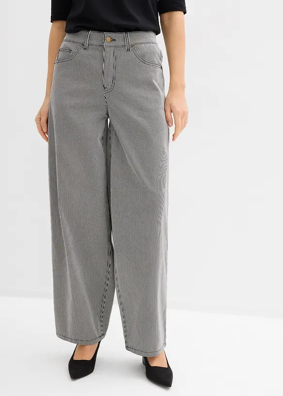 Ballon Fit-Hose mit Streifen in schwarz von vorne - bonprix