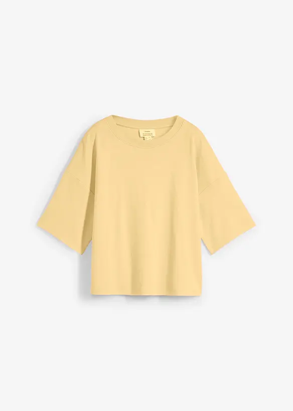 T-Shirt aus reiner Bio-Baumwolle in gelb von vorne - bonprix