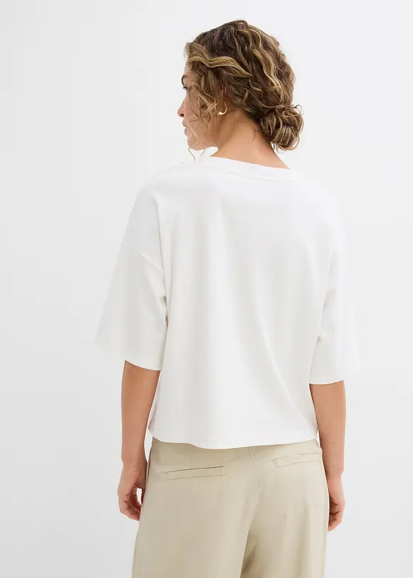T-Shirt aus reiner Bio-Baumwolle in weiß von hinten (im Anschnitt) - bonprix