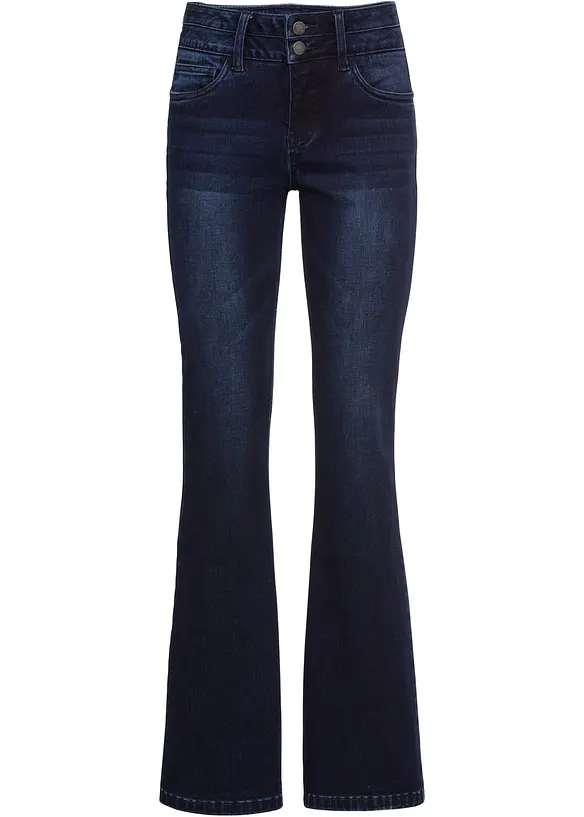 Bootcut-Jeans High Waist, Shaping in blau von vorne - bonprix