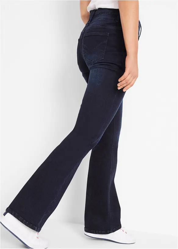Bootcut-Jeans High Waist, Shaping in blau von hinten - bonprix