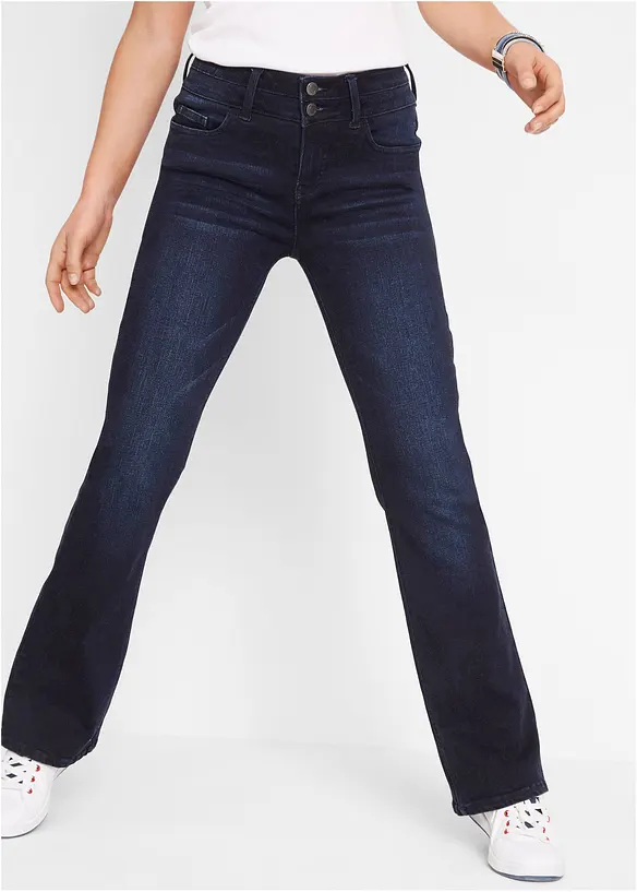 Bootcut-Jeans High Waist, Shaping in blau von vorne - bonprix