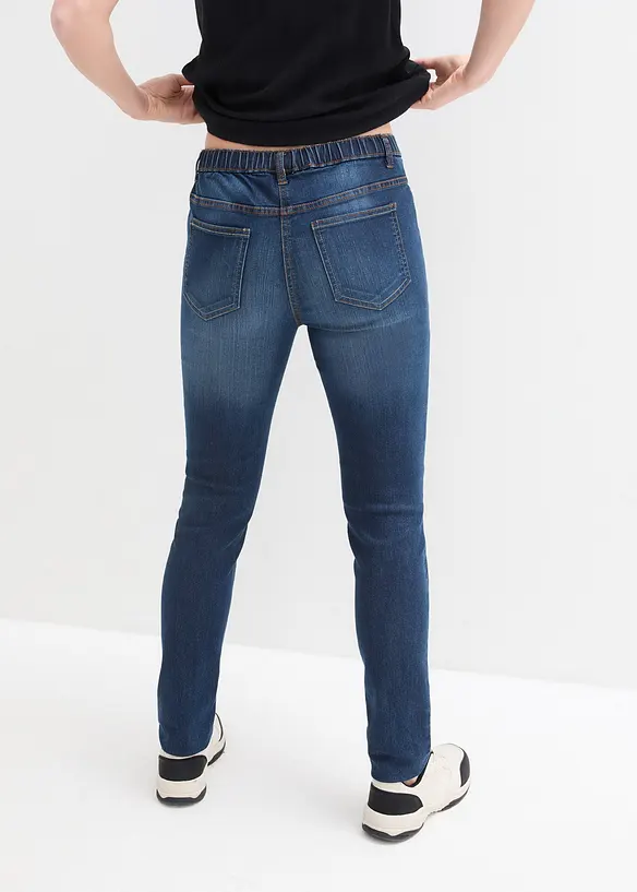 Jeggings Mid Waist, Bequembund in blau von hinten - bonprix