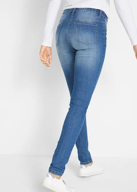 Jeggings Mid Waist, Bequembund in blau von hinten - bonprix