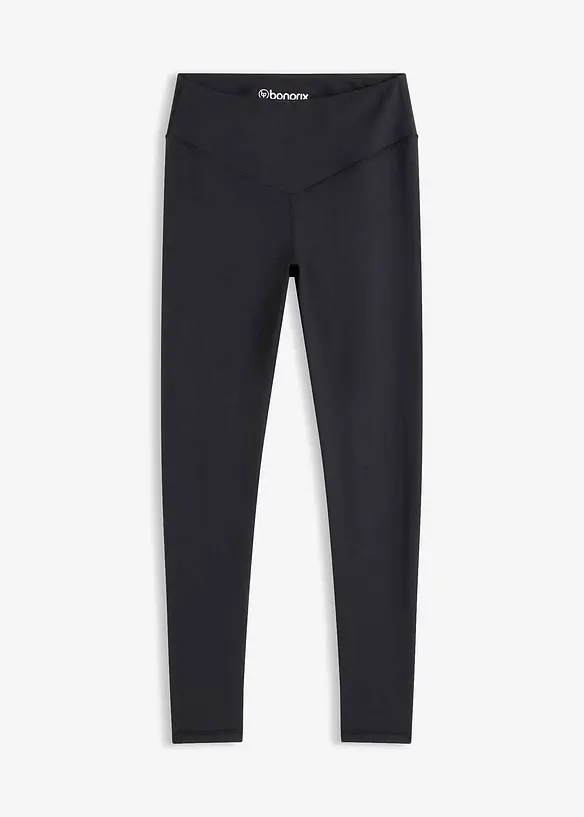 Sport-Leggings aus stabilem Baumwollgrifff in schwarz von vorne - bonprix