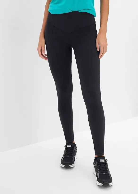 Sport-Leggings aus stabilem Baumwollgrifff in schwarz von vorne - bonprix