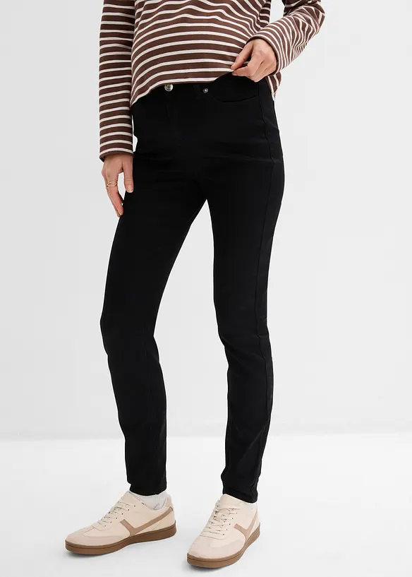 2-in-1 Super-Stretch Umstandsjeans für die Schwangerschaft und danach, Slim in schwarz von vorne - bonprix