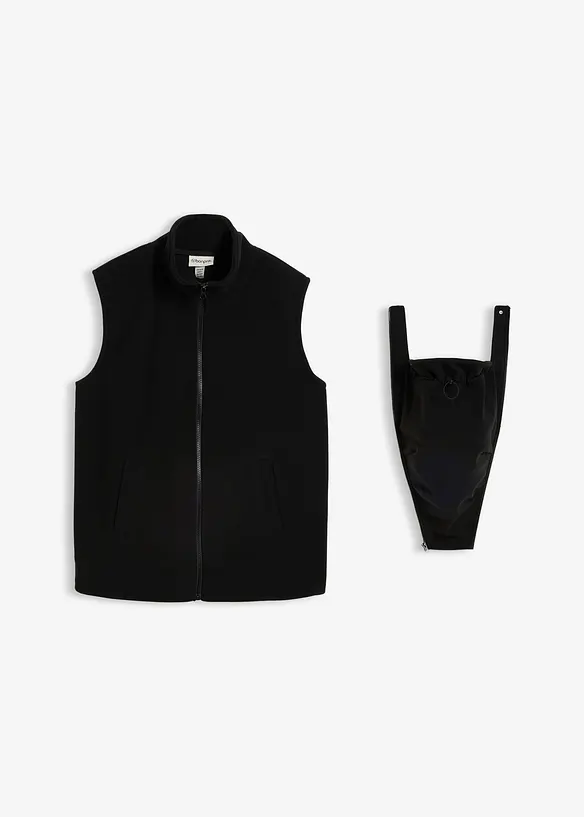 3-in-1 Umstandsweste mit Trageeinsatz aus Fleece in schwarz von vorne - bonprix