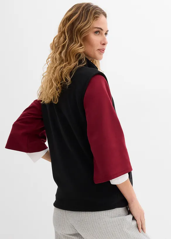 3-in-1 Umstandsweste mit Trageeinsatz aus Fleece in schwarz von hinten (im Anschnitt) - bonprix