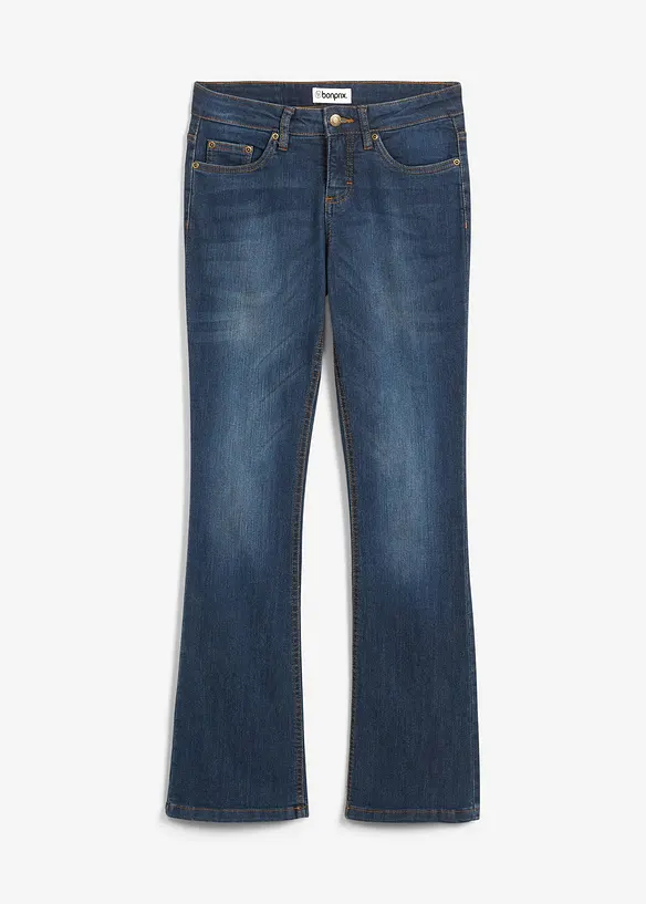 Bootcut-Jeans Mid Waist, Stretch in blau von vorne - bonprix