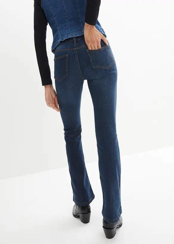 Bootcut-Jeans Mid Waist, Stretch in blau von hinten - bonprix