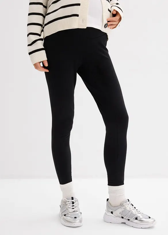 Umstandsleggings aus Bio-Baumwolle (3er Pack) in schwarz von vorne - bonprix