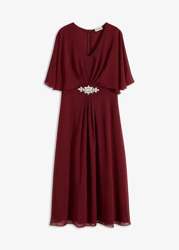Chiffonkleid mit Strassstein-Applikation in rot von vorne - bonprix Chiffonkleid mit Strassstein-Applikation in rot von vorne - bonprix