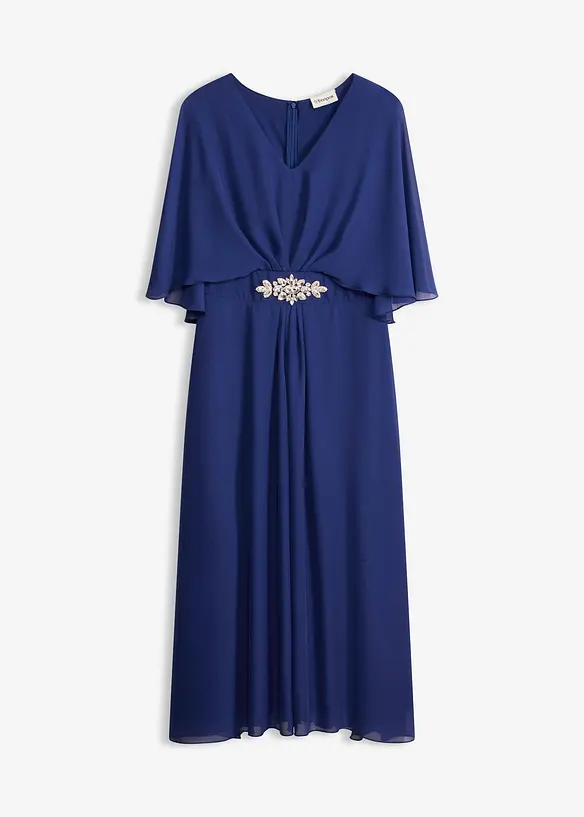 Chiffonkleid mit Strassstein-Applikation in blau von vorne - bonprix Chiffonkleid mit Strassstein-Applikation in blau von vorne - bonprix