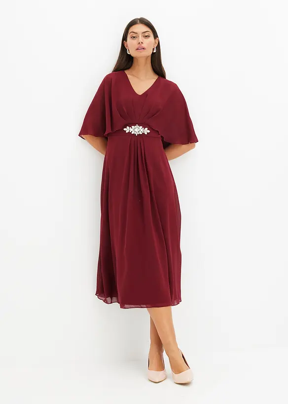 Chiffonkleid mit Strassstein-Applikation in rot von vorne (Totalaufnahme) - bonprix Chiffonkleid mit Strassstein-Applikation in rot von vorne (Totalaufnahme) - bonprix