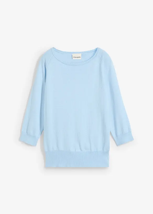 Pullover mit Seidenanteil in blau von vorne - bonprix