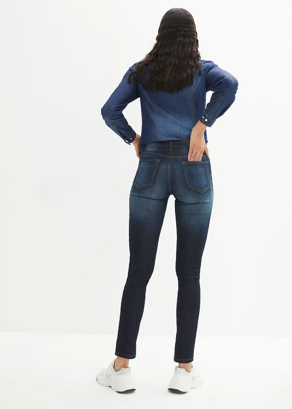 Skinny Jeans Mid Waist, Stretch in blau von hinten - bonprix
