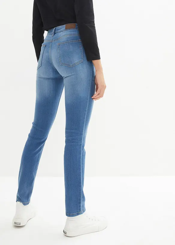 Skinny Jeans Mid Waist, Stretch in blau von hinten - bonprix