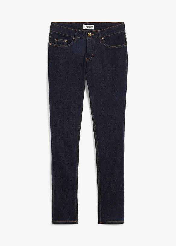 Skinny Jeans Mid Waist, Stretch in blau von vorne - bonprix