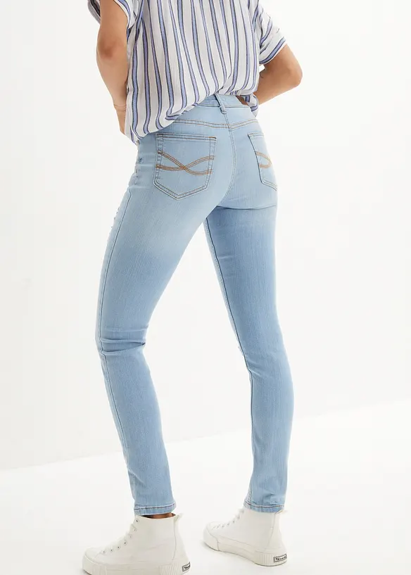 Skinny Jeans Mid Waist, Stretch in blau von hinten - bonprix