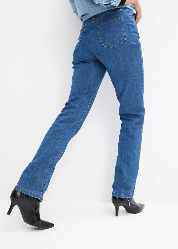 Straight-Jeans Mid Waist, Stretch in blau von hinten - bonprix