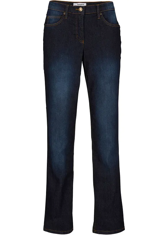 Straight-Jeans Mid Waist, Stretch in blau von vorne - bonprix