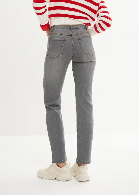 Straight-Jeans Mid Waist, Stretch in grau von hinten - bonprix