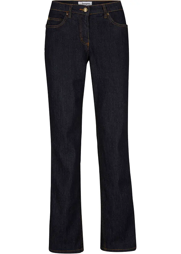 Straight-Jeans Mid Waist, Stretch in blau von vorne - bonprix