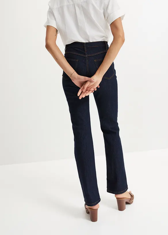 Straight-Jeans Mid Waist, Stretch in blau von hinten - bonprix