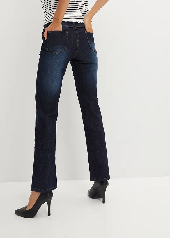 Straight-Jeans Mid Waist, Stretch in blau von hinten - bonprix