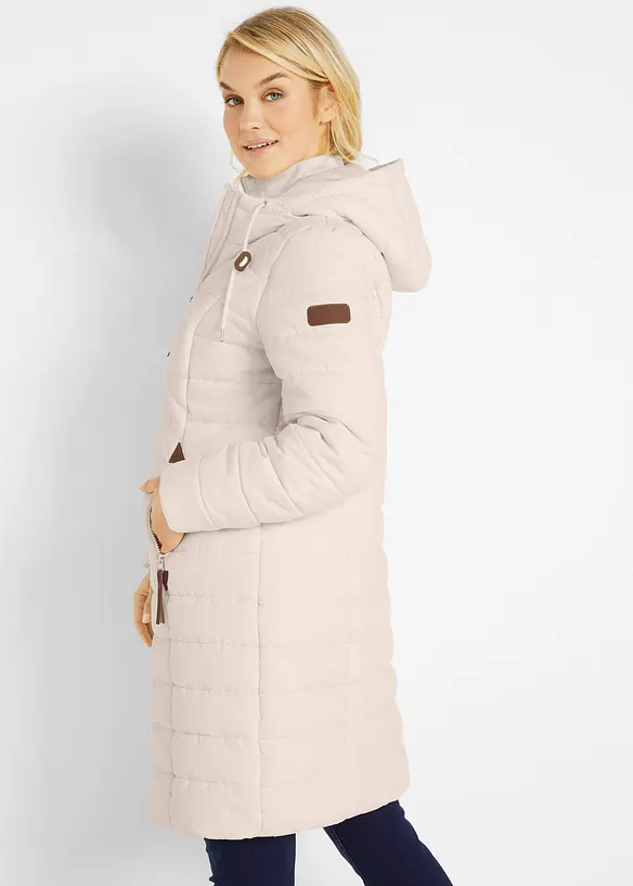 Steppmantel, 2-in-1 Optik in beige von hinten (Totalaufnahme) - bonprix