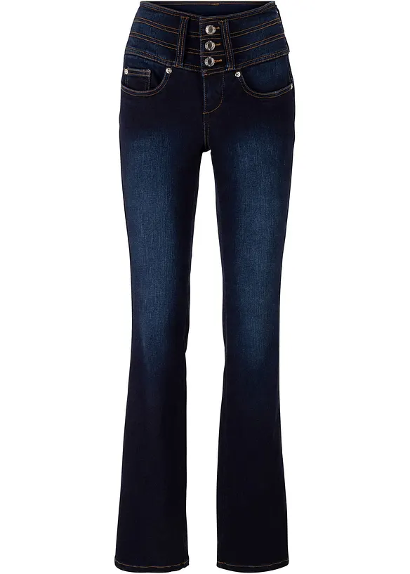 Bootcut-Jeans High Waist, Shaping in blau von vorne - bonprix