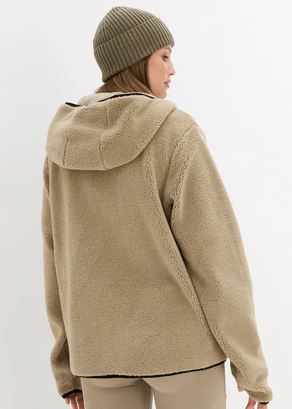 Teddy-Fleece Jacke mit Kapuze in grün von hinten (im Anschnitt) - bonprix Teddy-Fleece Jacke mit Kapuze in grün von hinten (im Anschnitt) - bonprix