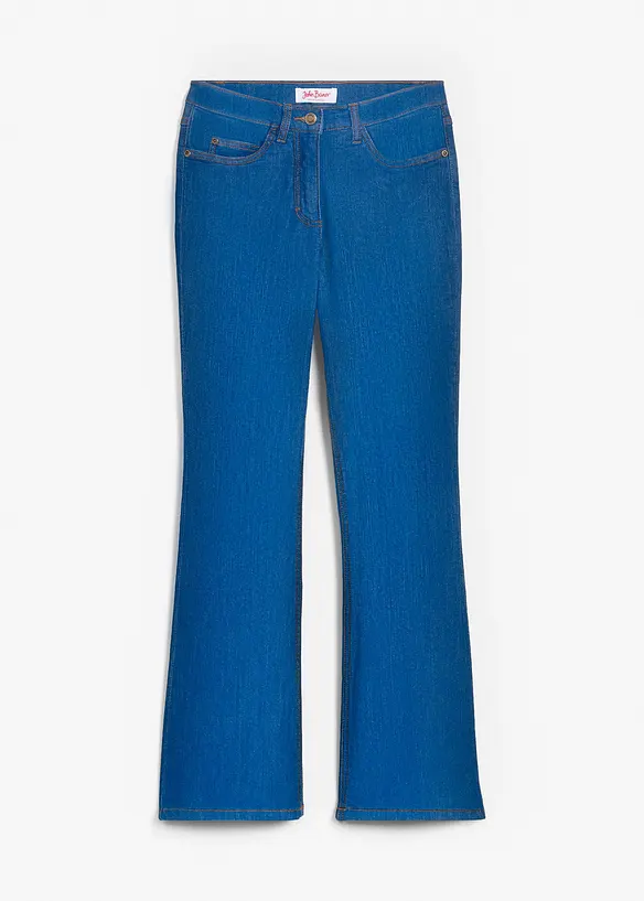 Bootcut-Jeans Mid Waist, Stretch in blau von vorne - bonprix