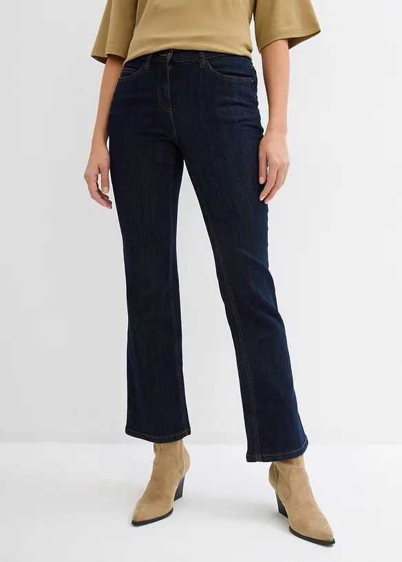 Bootcut-Jeans Mid Waist, Stretch in blau von vorne - bonprix
