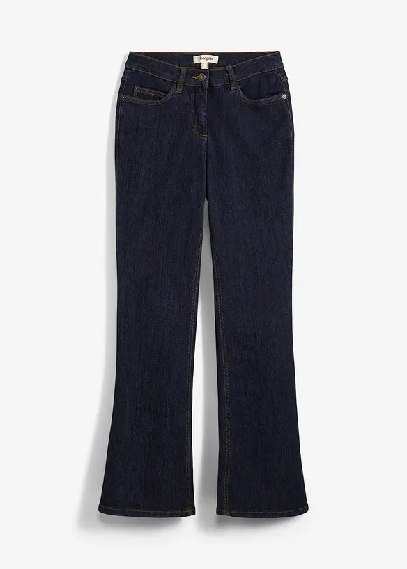 Bootcut-Jeans Mid Waist, Stretch in blau von vorne - bonprix
