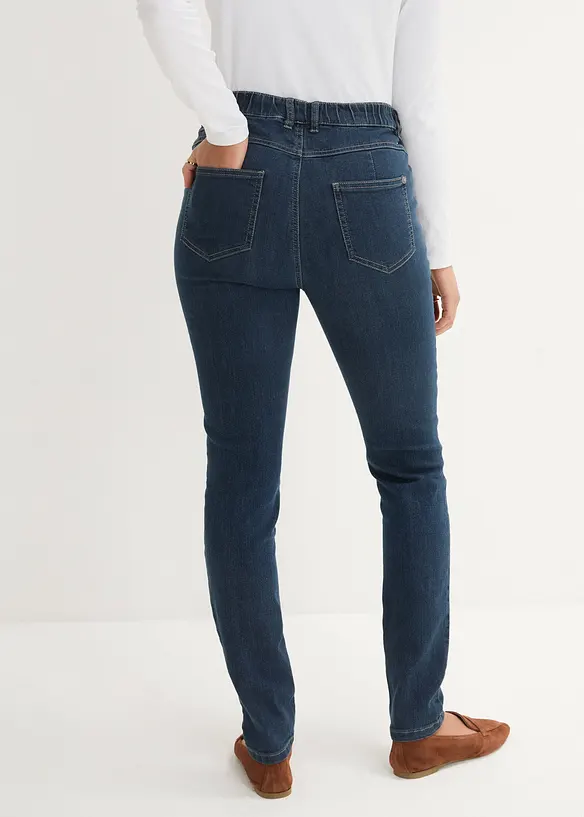 Jeggings High Waist, Bequembund in blau von hinten - bonprix
