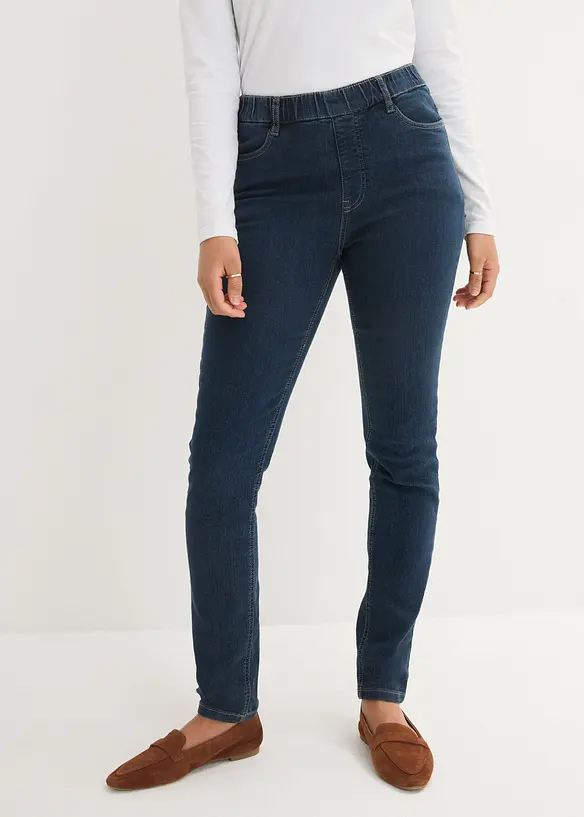 Jeggings High Waist, Bequembund in blau von vorne - bonprix