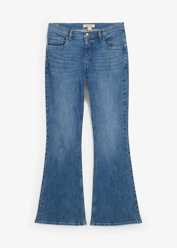 Flared-Jeans Mid Waist in blau von vorne - bonprix